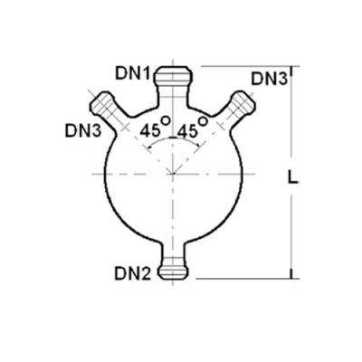 球形釜體, 四開(kāi)口, 帶放料口，10~200L