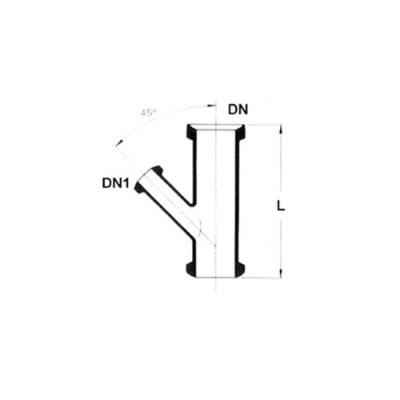 Y型三通, 45°