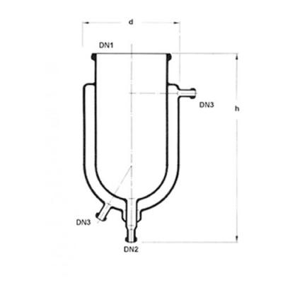 夾套反應(yīng)釜體，帶底部放料口, 10L~100L