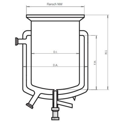 三層反應(yīng)釜釜體，帶底閥, 250mL~50L